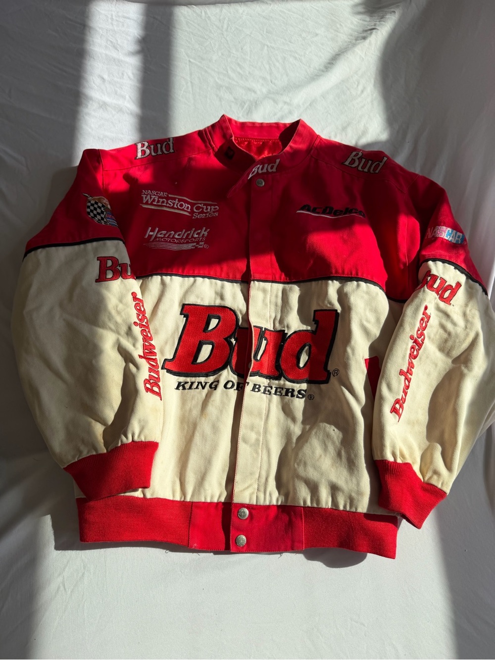 Budweiser Red and Cream Racing-Style Jacket